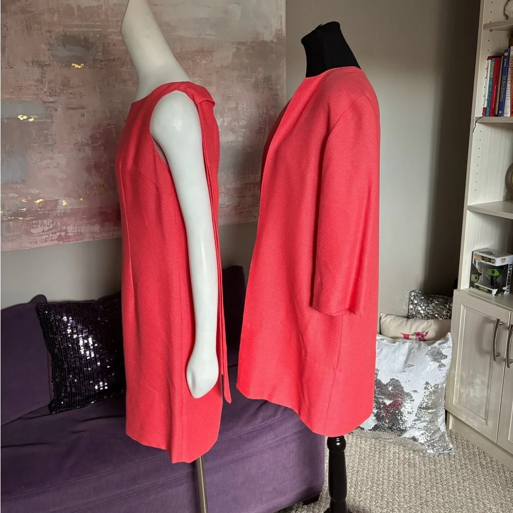 Handmade Coral Vintage Midi Dress and Jacket Set Size Medium (see measurements) - Picture 4 of 13